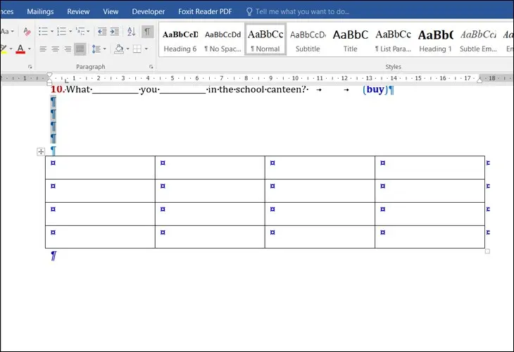 Xóa trang trong Word ở cuối bảng biểu bước 3