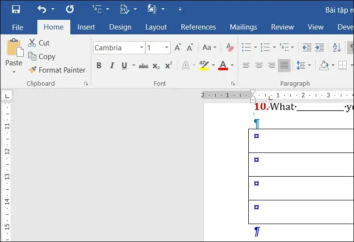 Xóa trang trong Word ở cuối bảng biểu bước 4