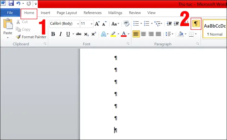 Xóa trang trắng ở cuối cùng của văn bản