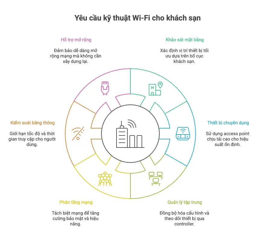 Yêu cầu kỹ thuật khi triển khai hệ thống Wi-Fi khách sạn