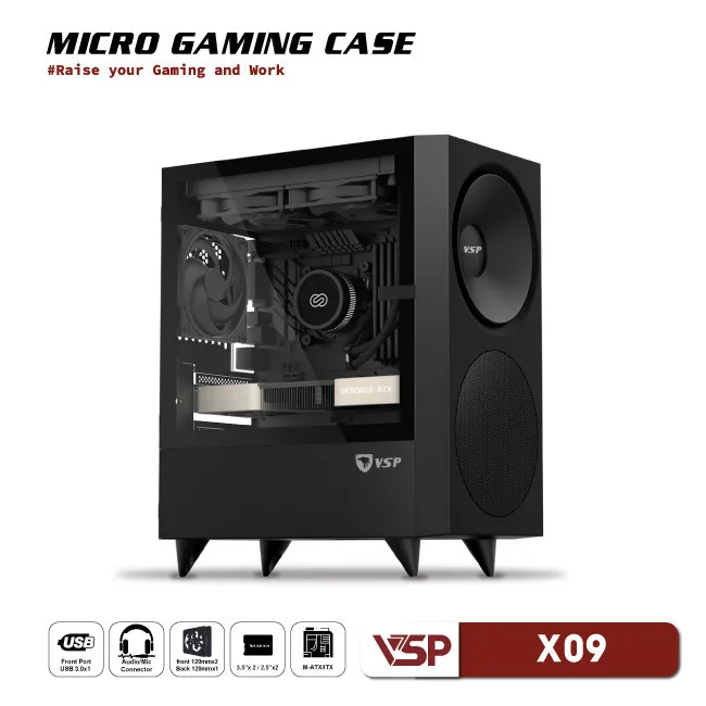 X09 - ĐEN - Vỏ Case Máy Tính VSP Micro Gaming X09 - Đen