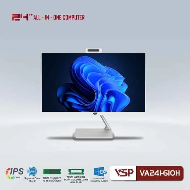 Máy tính để bàn VSP All in One VA241-610H (Trắng/23.8 inch/60Hz/FHD)