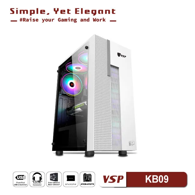 VỎ CASE MÁY TÍNH VSP - ESPORT GAMING KB09 - TRẮNG