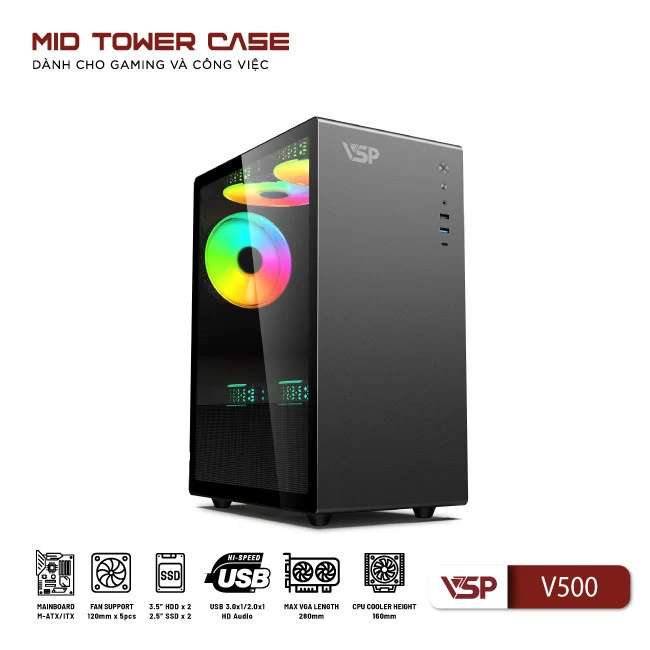 Vỏ Case máy tính VSP V500 - Đen