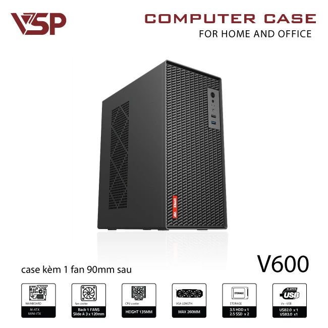 V600 - Case Văn Phòng V600 - Đen