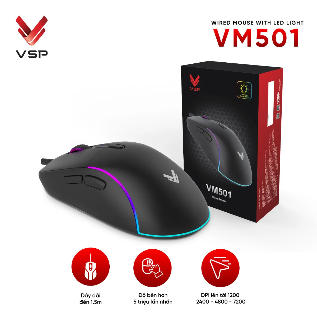 Chuột Máy Tính Có Dây VSP VM501