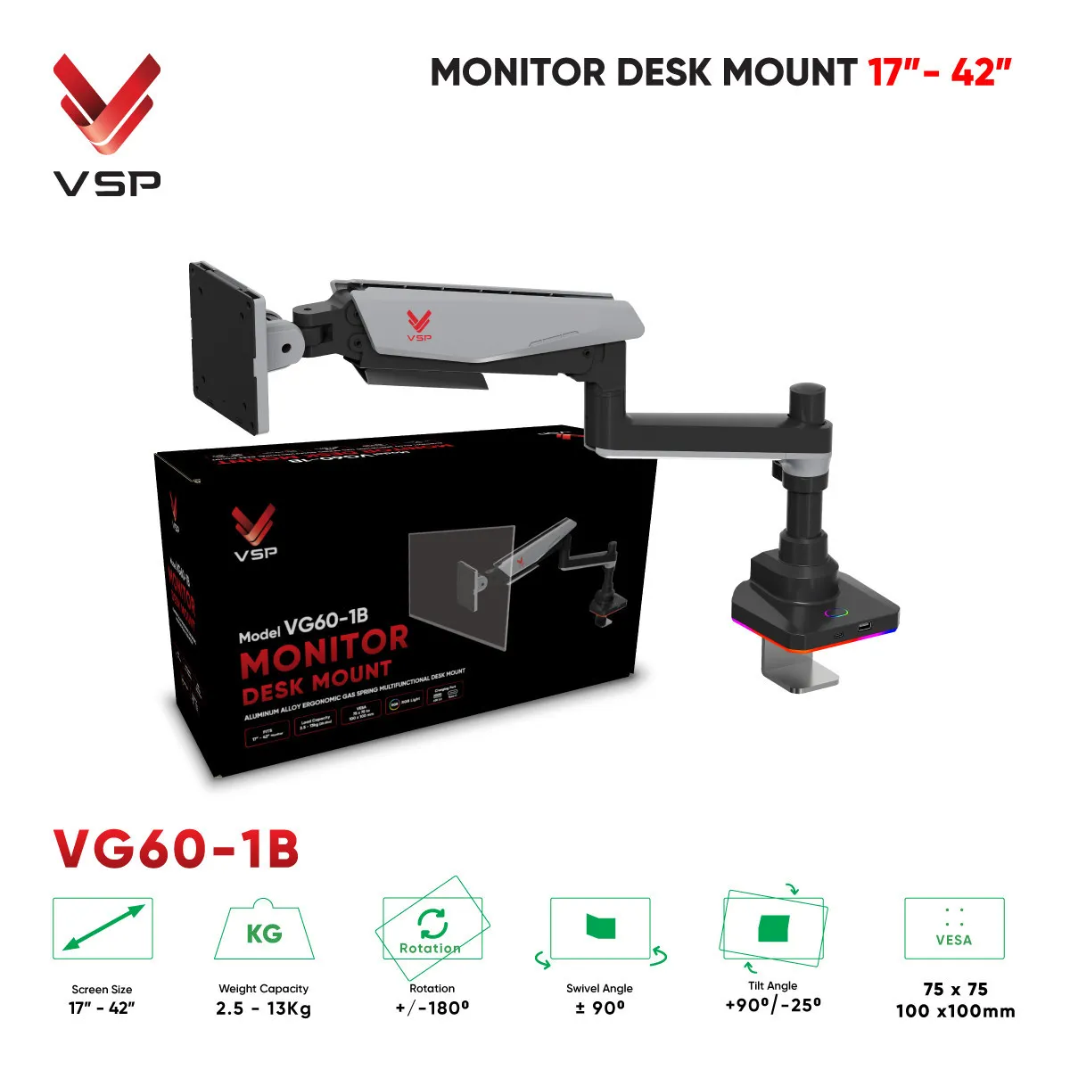VG60-1B - Giá đỡ màn hình VSP VG60-1B (17 - 42 - 13KG)