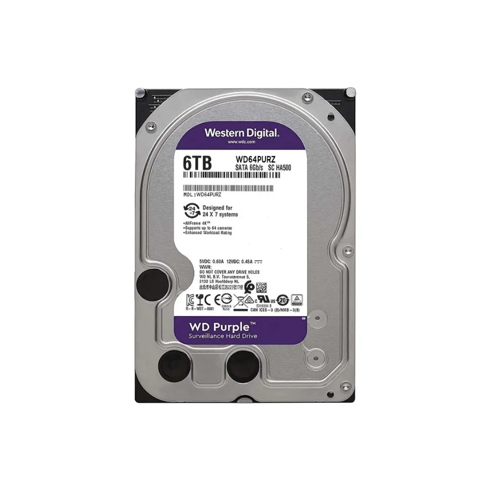 Ổ cứng HDD camera Western Digital Purple 6TB WD64PURZ (3.5Inch/ 5640rpm/ Cache 256MB/ SATA3)