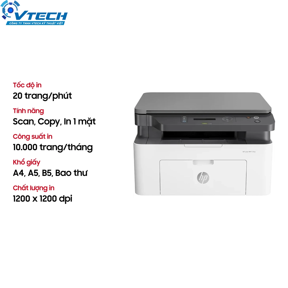 B83A - Máy in laser trắng đen đa năng HP LaserJet 135w MFP Wifi (4ZB83A) - 3