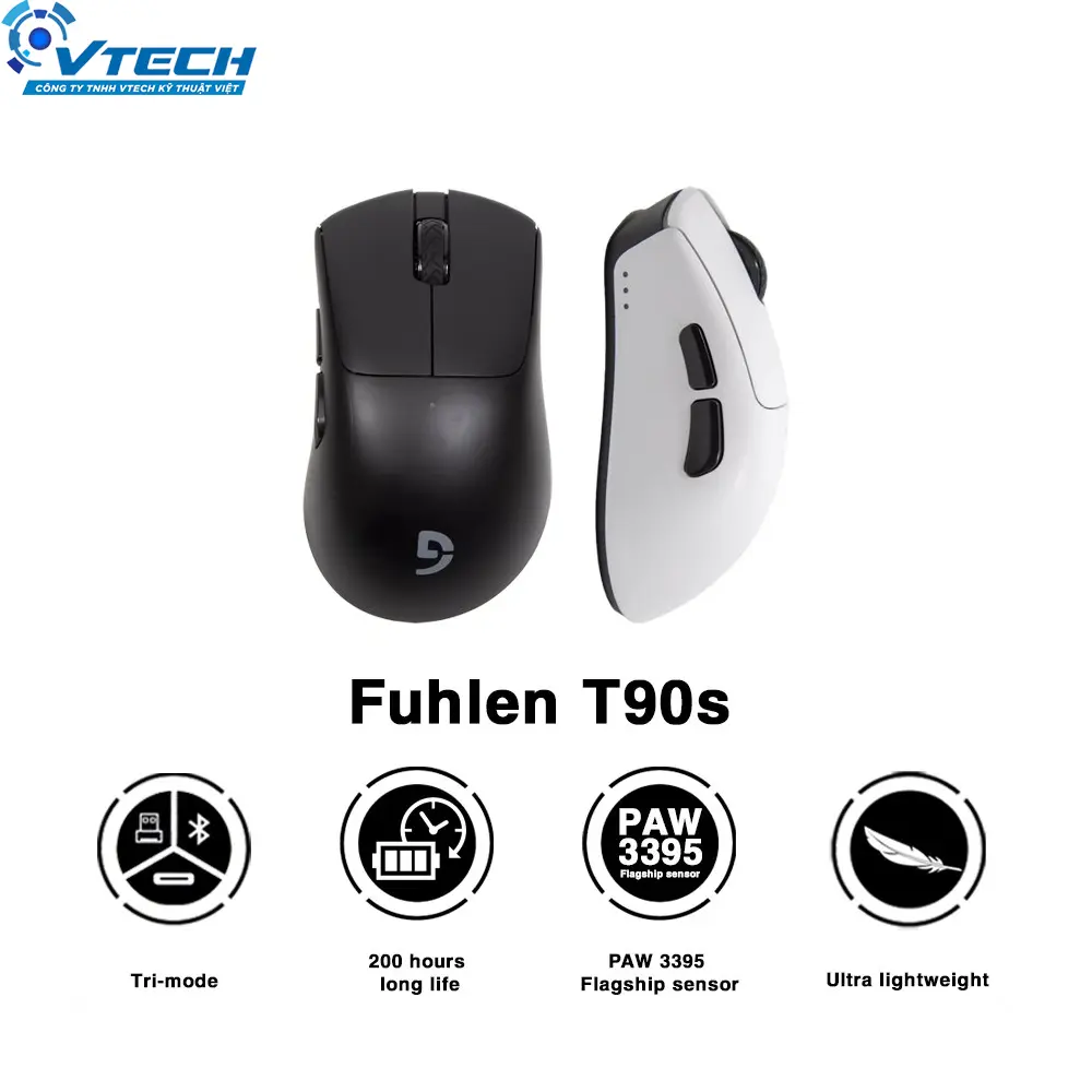 T90S - Chuột Gaming Không dây Fuhlen T90S Tri-Mode - 2