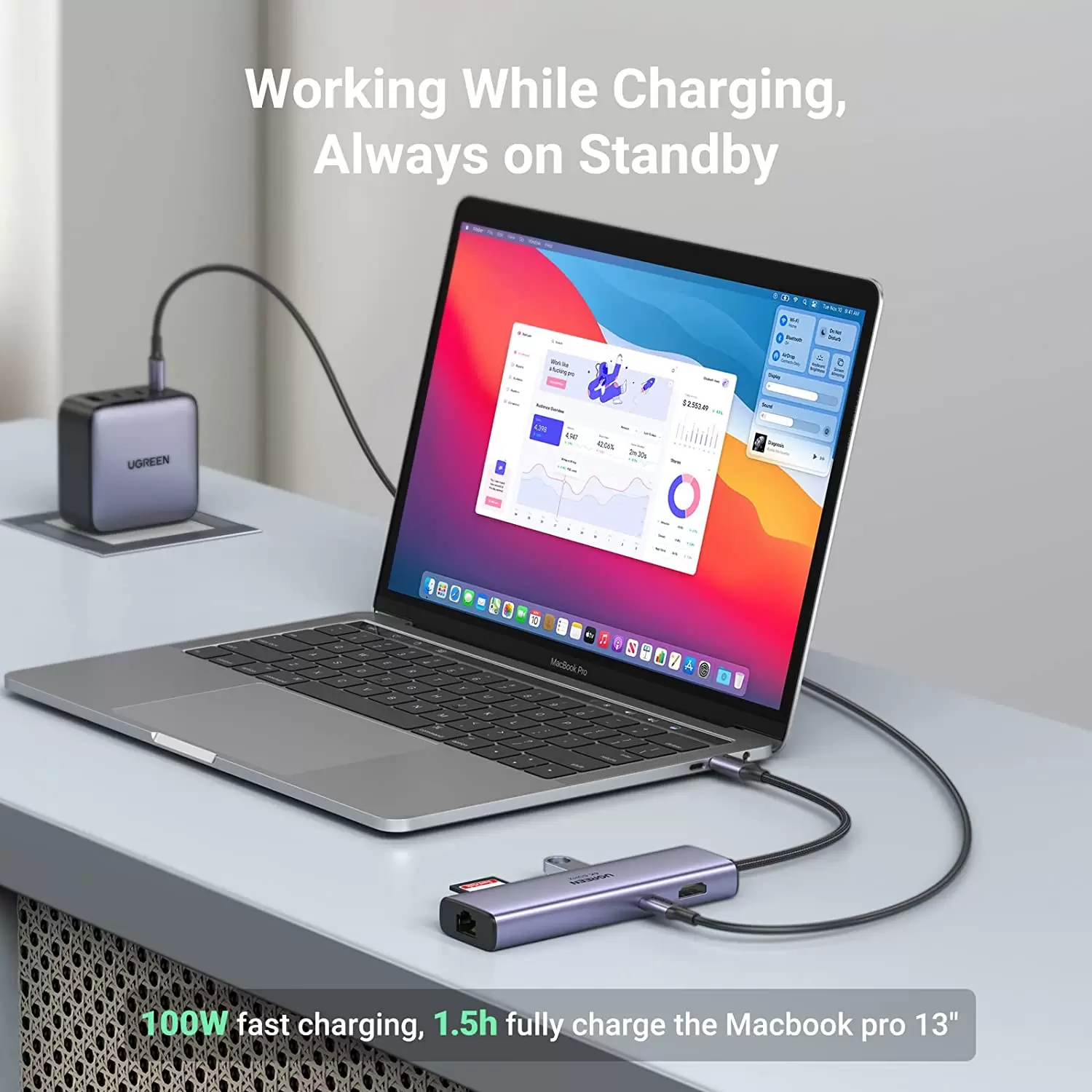 60515 - Bộ chuyển đổi USB-C sang 2*USB 3.0+HDMI RJ45, SD TF và PD hỗ trợ 4K Ugreen (60515) - 3