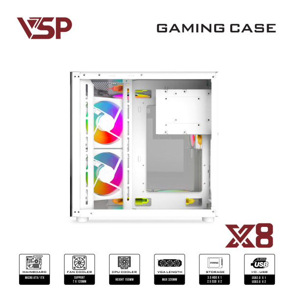 X8 TRắNG - Vỏ Case Máy Tính X8 Trắng - 3
