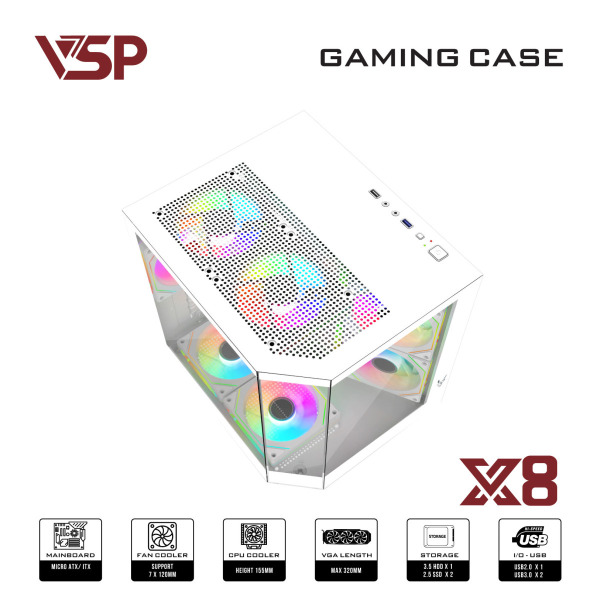 X8 TRắNG - Vỏ Case Máy Tính X8 Trắng - 5