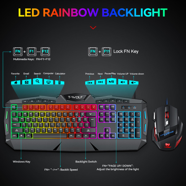 TF390 GAMING - Combo Keyboard + Mouse T-Wolf TF390 Gaming - 2