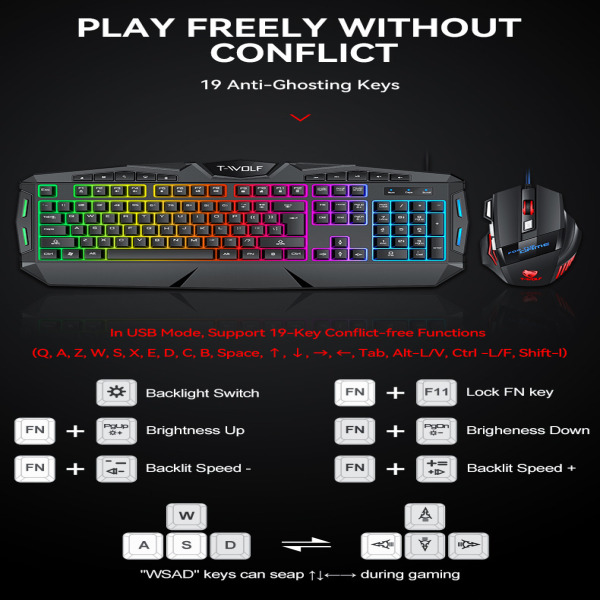 TF390 GAMING - Combo Keyboard + Mouse T-Wolf TF390 Gaming - 4