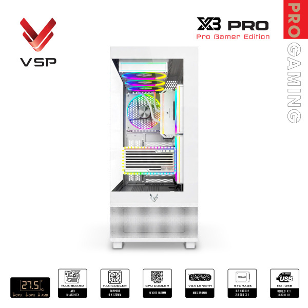X3 PRO MONITOR WHITE - Vỏ Case Máy Tính Pro Gamer Edition X3 Pro Monitor White - 4
