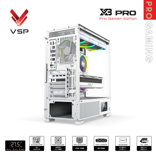 X3 PRO MONITOR WHITE - Vỏ Case Máy Tính Pro Gamer Edition X3 Pro Monitor White - 5