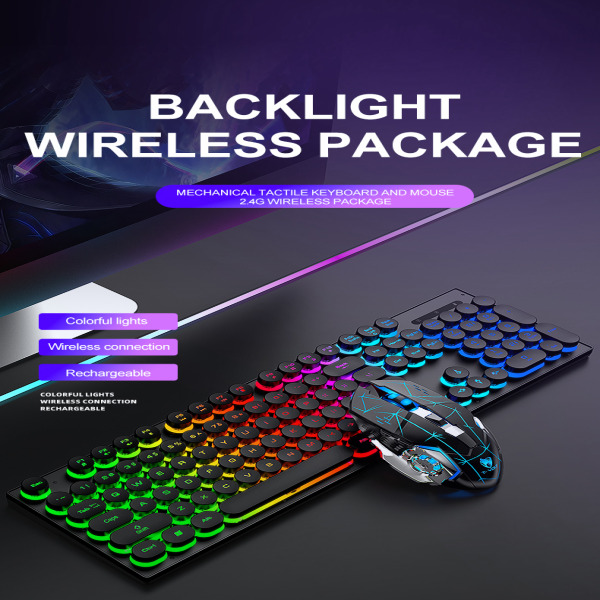 TF 380 - COMBO ko dây KB + MOUSE T-Wolf TF 380 tự sạc pin- Led 4 màu (, phím tròn , màu đen ) chính hãng - 2