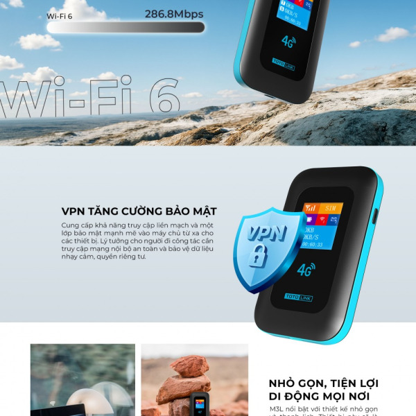 M3L WIFI 6 AX300 - Bộ phát Wifi di động TotoLink M3L Wifi 6 AX300 4G LTE 300Mbps - 8