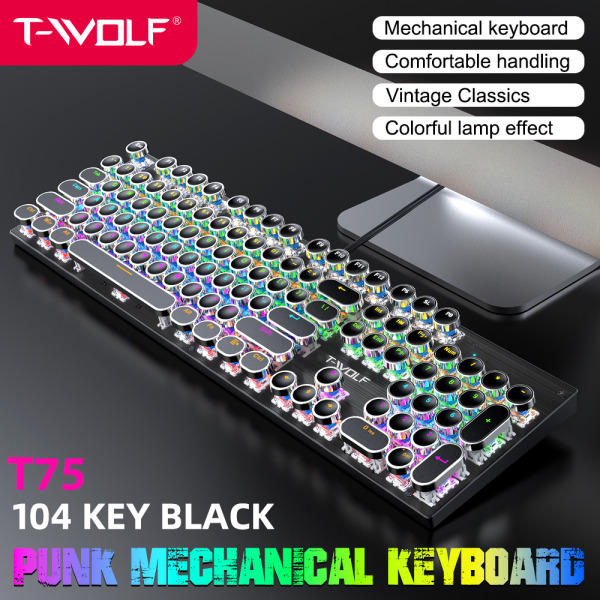 T75 - Bàn phím cơ Punk mạ điện T75 Blue Switch - 2