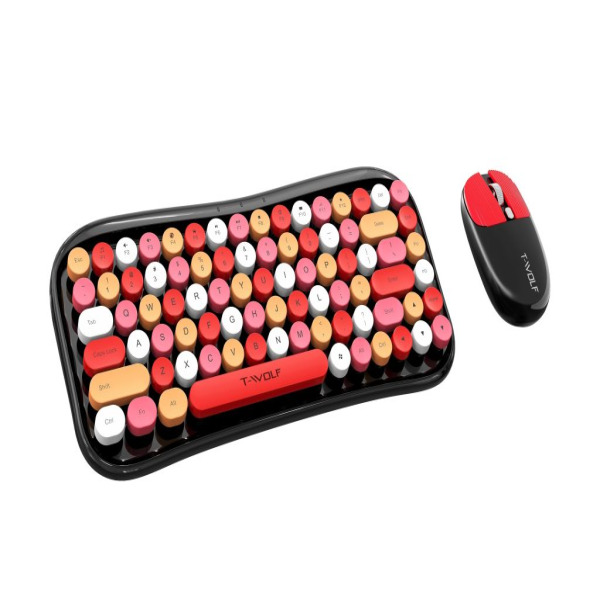 TF660 - COMBO ko dây T-Wolf TF660 MINI URBAN WOMEN Bluetooth + wireless ( phím tròn, xanh, đỏ, kem) - 4