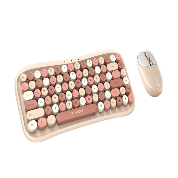 TF660 - COMBO ko dây T-Wolf TF660 MINI URBAN WOMEN Bluetooth + wireless ( phím tròn, xanh, đỏ, kem) - 5