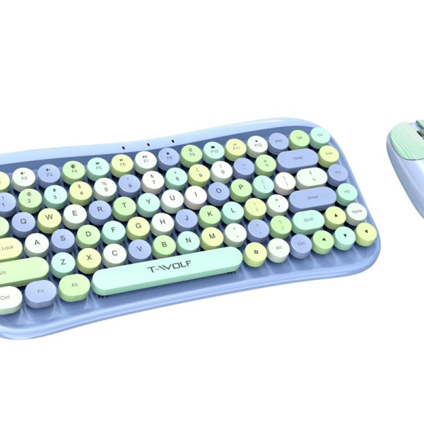 TF660 - COMBO ko dây T-Wolf TF660 MINI URBAN WOMEN Bluetooth + wireless ( phím tròn, xanh, đỏ, kem) - 6