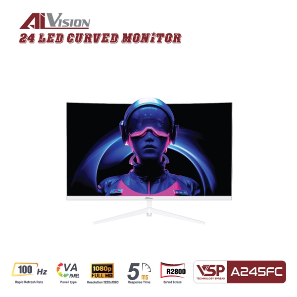 A245FC - Màn hình cong AiVision A245FC (24inch | FHD | VA | 100Hz | 5ms) - Đen, Trắng - 2