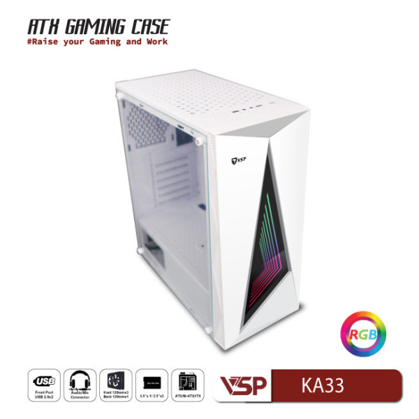 KA33 - Vỏ Case Máy Tính VSP Gaming KA33 - Trắng - 3