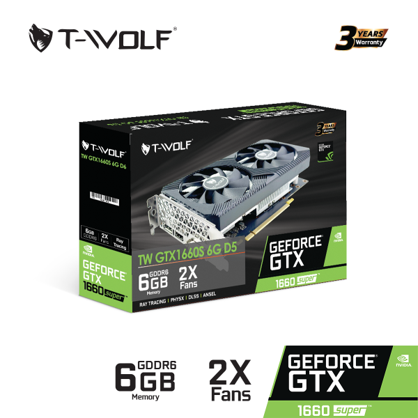 TW-GTX1660S - VGA T-WOLF TW-GTX1660S 6G D6 (GTX1660S 6GB GRRD6 192bit DVI-HDMI-DP 2Fan 8pin) - 3