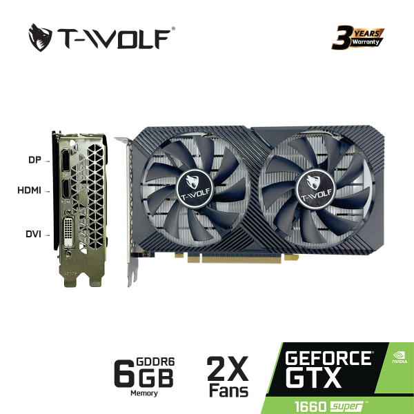 TW-GTX1660S - VGA T-WOLF TW-GTX1660S 6G D6 (GTX1660S 6GB GRRD6 192bit DVI-HDMI-DP 2Fan 8pin) - 4
