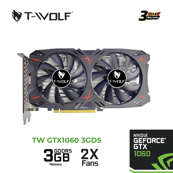TW-GTX1060 3G - VGA T-WOLF TW-GTX1060 3G D5 (GTX1060 3GB GDDR5 192bit DVI-HDMI-DP*3 2Fan 6pin) - 2