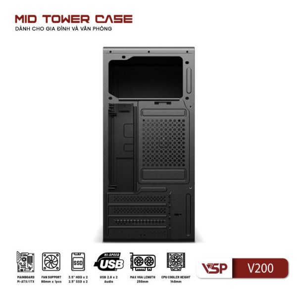 V200 - Vỏ Case Máy Tính VSP V200 - Đen, trắng - 3