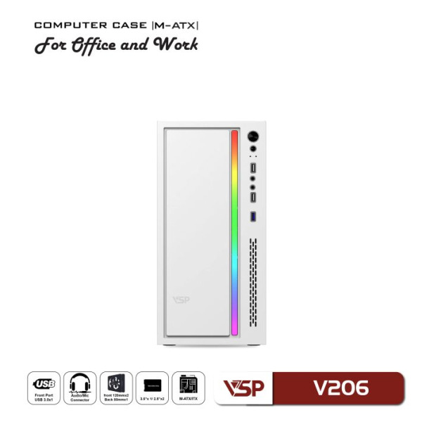 V206 - TRắNG - Vỏ Case Máy Tính VSP V206 - Trắng - 2