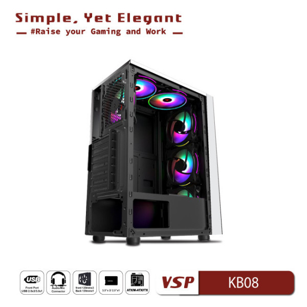 KB08 - Vỏ Case Máy Tính VSP - Esport gaming KB08 - Trắng - 3