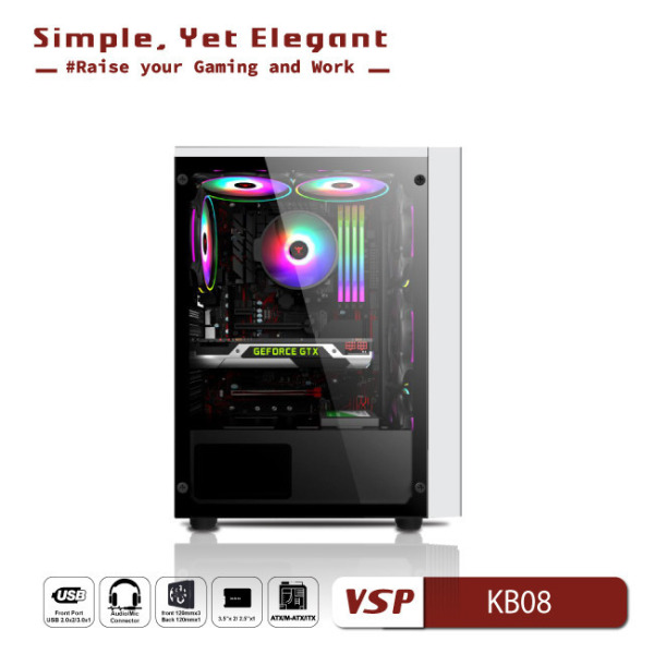 KB08 - Vỏ Case Máy Tính VSP - Esport gaming KB08 - Trắng - 4