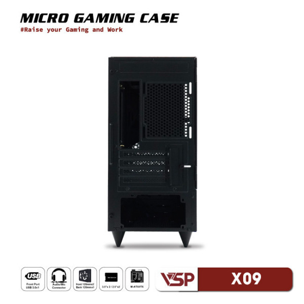 X09 - ĐEN - Vỏ Case Máy Tính VSP Micro Gaming X09 - Đen - 4