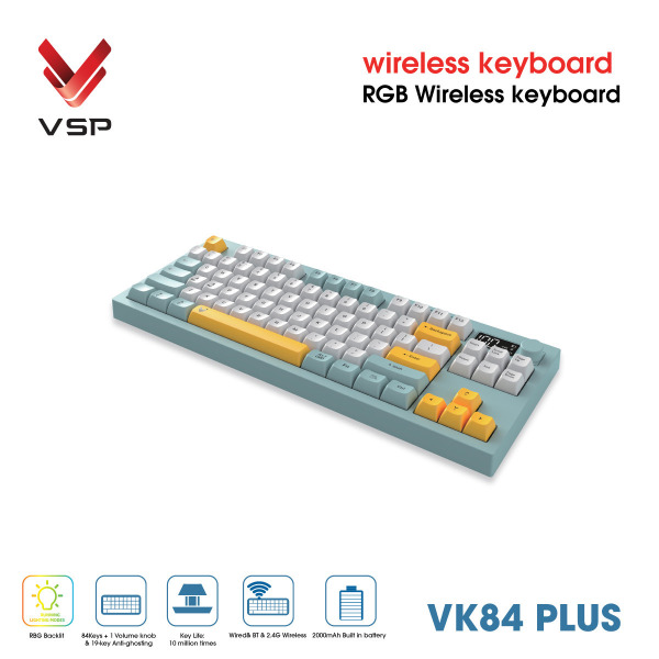 VK84 PLUS - Bàn Phím Không Dây 3 Chế Độ VSP VK84 Plus - 3