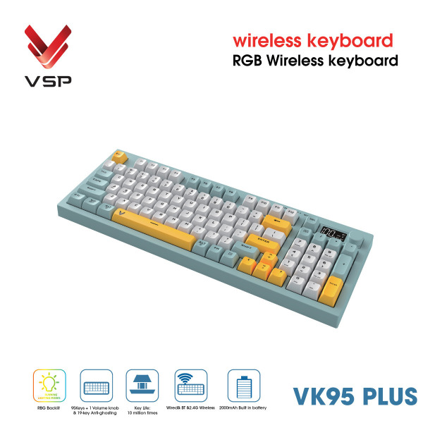VK95 PLUS - Bàn Phím Không Dây 3 Chế Độ VSP VK95 Plus - 3