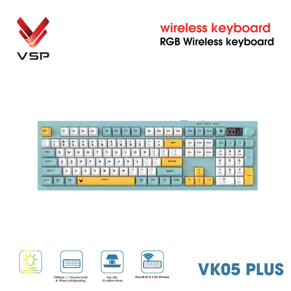 VK05 PLUS - Bàn Phím Không Dây 3 Chế Độ VSP VK05 Plus - 2