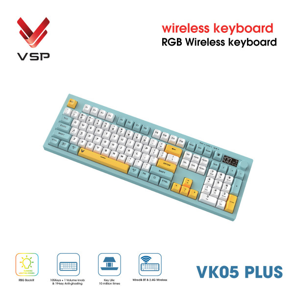 VK05 PLUS - Bàn Phím Không Dây 3 Chế Độ VSP VK05 Plus - 3