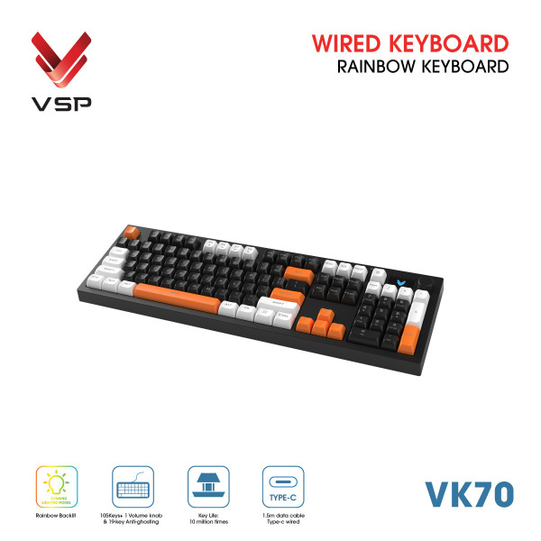 VK70 - Bàn phím Gaming Có Dây (Membrane) VSP VK70 - 2