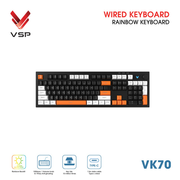 VK70 - Bàn phím Gaming Có Dây (Membrane) VSP VK70 - 4