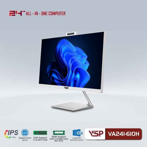 VA241-610H - Máy tính để bàn VSP All in One VA241-610H (Trắng 23.8 inch 60Hz FHD) - 2