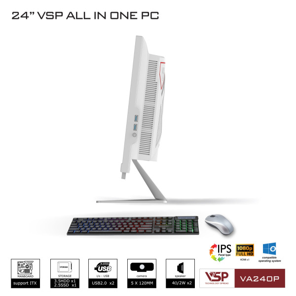 VA240P - Máy tính để bàn VSP All in One VA240P - FHD White Black - 2