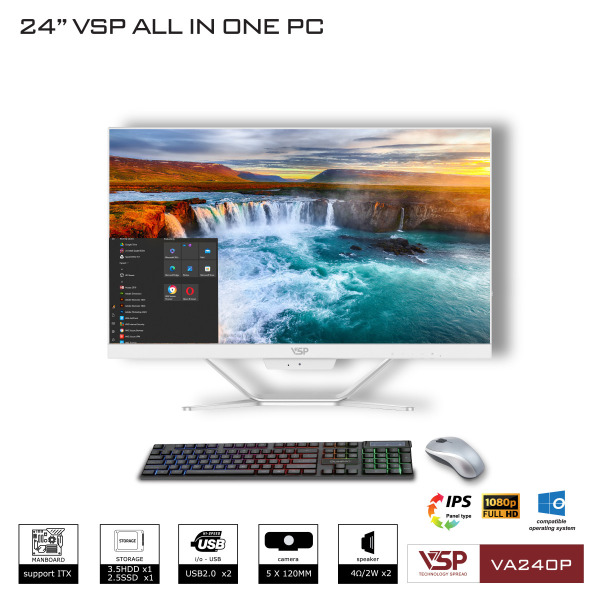 VA240P - Máy tính để bàn VSP All in One VA240P - FHD White Black - 3
