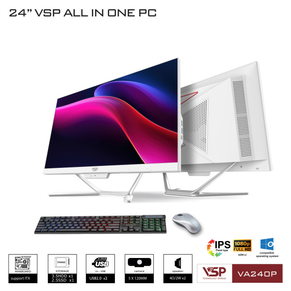 VA240P - Máy tính để bàn VSP All in One VA240P - FHD White Black - 4