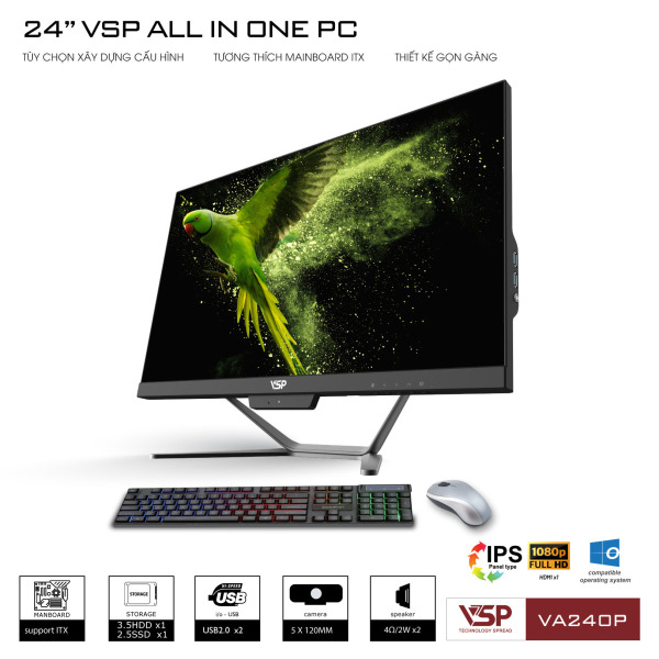 VA240P - Máy tính để bàn VSP All in One VA240P - FHD White Black - 7