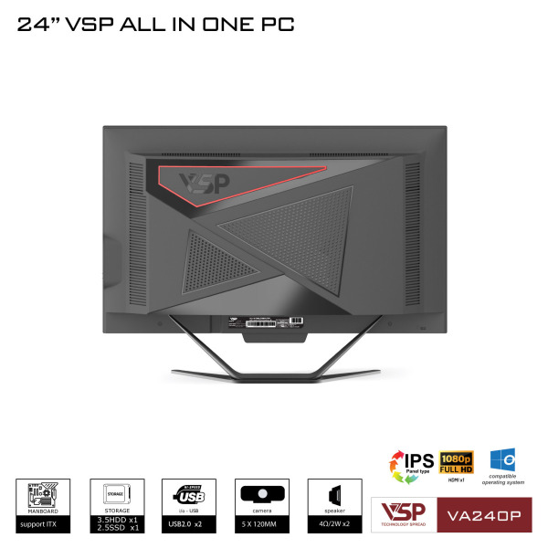 VA240P - Máy tính để bàn VSP All in One VA240P - FHD White Black - 8