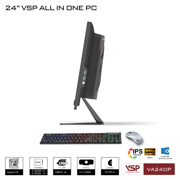 VA240P - Máy tính để bàn VSP All in One VA240P - FHD White Black - 9